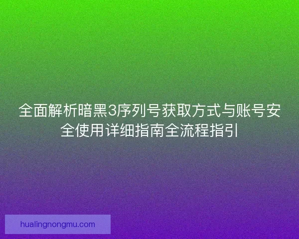 全面解析暗黑3序列号获取方式与账号安全使用详细指南全流程指引