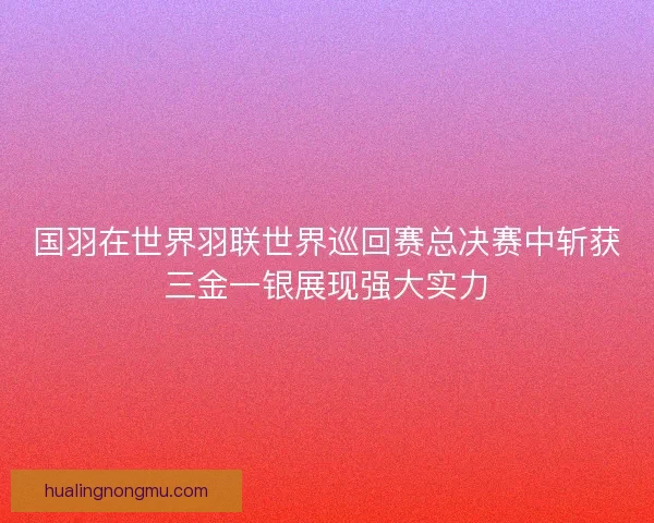 国羽在世界羽联世界巡回赛总决赛中斩获三金一银展现强大实力